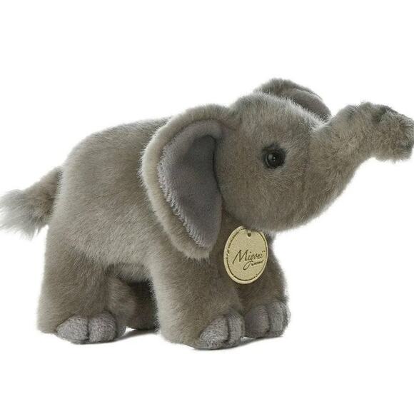 Miyoni by Aurora 8” Gray Elephant Plush - Soft Stuffed Animal Collectible - Picture 1 of 9